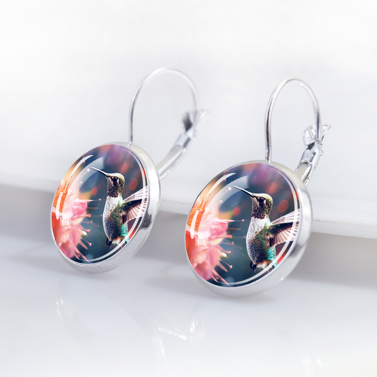 Rustic-Style Hummingbird Theme Earrings